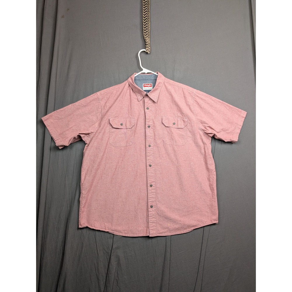 Wrangler Premium Quality Comfort Flex Short Sleeve Button Down Shirt Pink XL